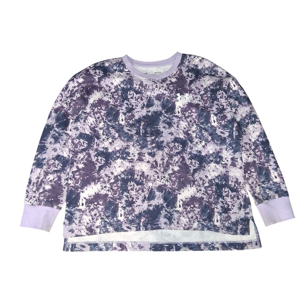 Womens Size M Purple Tie Dye Underamor Sweatshirt Pullover Crew Neck Loose Fit